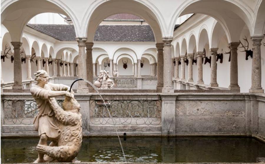 Kremsmunster Abbey, Upper Austria, was founded in 777 AD by Tassilo III, Duke of Bavaria, the last of the House of Agilolfings. According to the legend of its foundation, Tassilo established the monastery on the site where his son, Gunther, had been attacked and killed by a wild boar during a hunt. Source: Simone/Adobe Stock