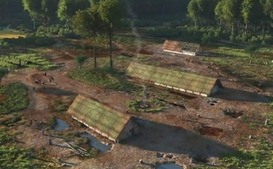 Image of what a typical Neolithic European farming settlement might have looked like.