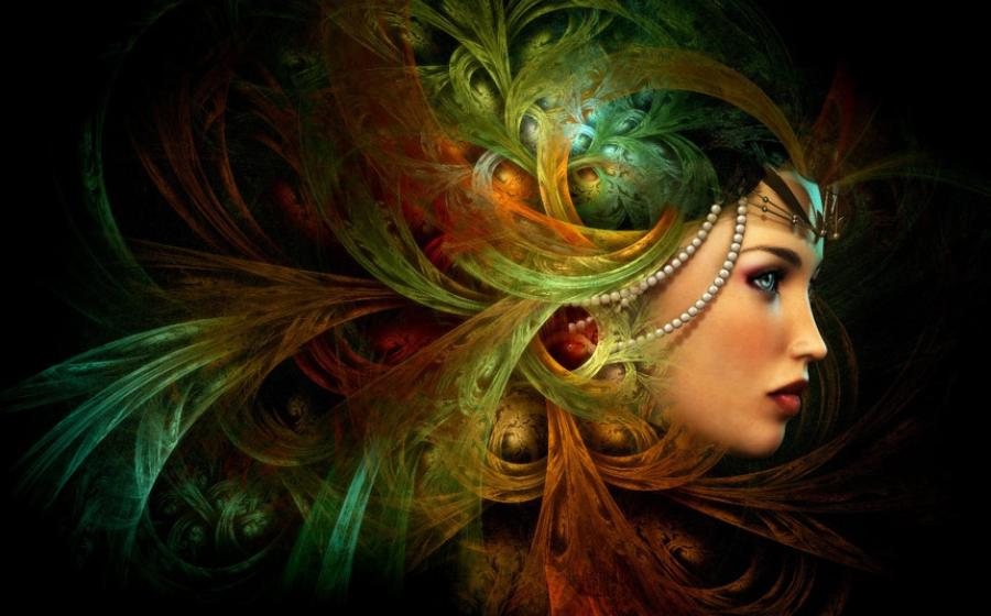 Lady with an elegant headdress