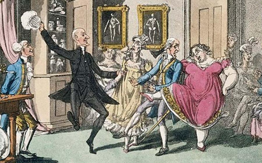 Doctor and Mrs. Syntax, with a party of friends, experimenting with laughing gas.