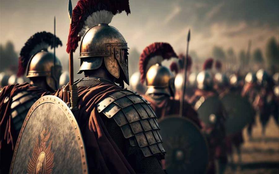 An AI generated Roman Legion, representative of Legio X Fretensis. Source: Noel Cook/ Adobe Stock