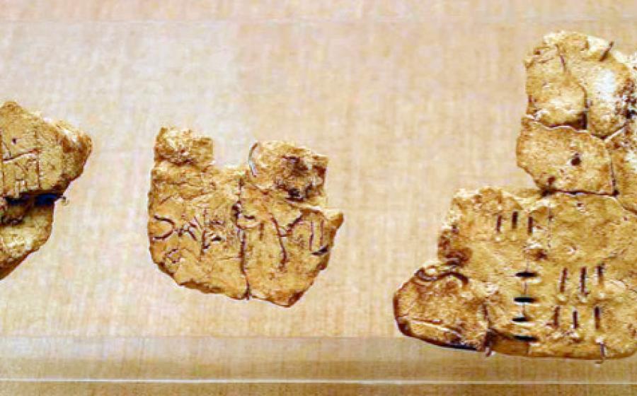 Linear A incised on tablets found in Akrotiri, Santorini