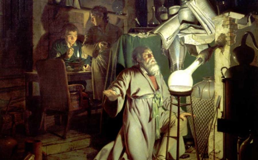 The Alchymist, in Search of the Philosopher's Stone by Joseph Wright of Derby, 1771.