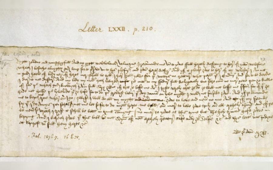 The famed 'Be my Valentine' Letter, written in February 1477 by Margery Brews