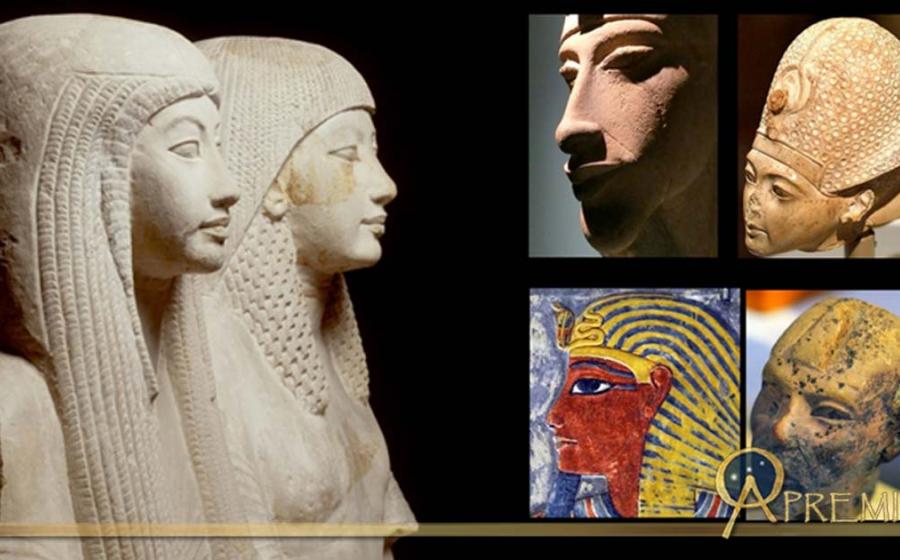 Collection of Egyptian Art, design by Anand Balaji (Photo credits: Rijksmuseum van Oudheden/CC BY-SA 4.0, Leiden; Dr Chris Naunton, Heidi Kontkanen and A. K. Moyls); Deriv.