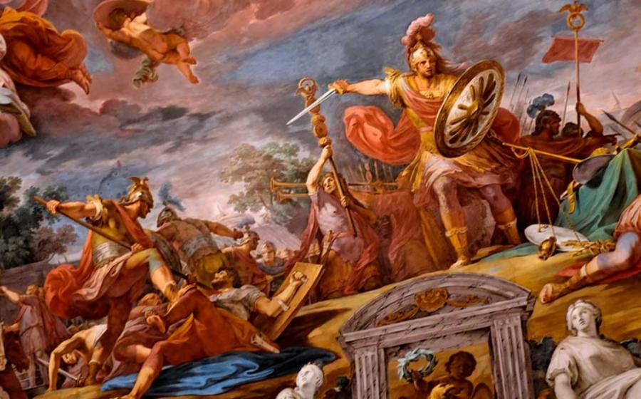 This group of figures depict an early Roman victory. Marcus Furius Camillus, sometimes called the second founder of Rome, is shown in his victory over Brennus, King of the Gauls. Source: Slices of Light/CC BY-NC-ND 2.0