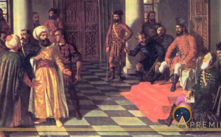 Vlad the Impaler and the Turkish envoys, painting by Theodor Aman (Public Domain)