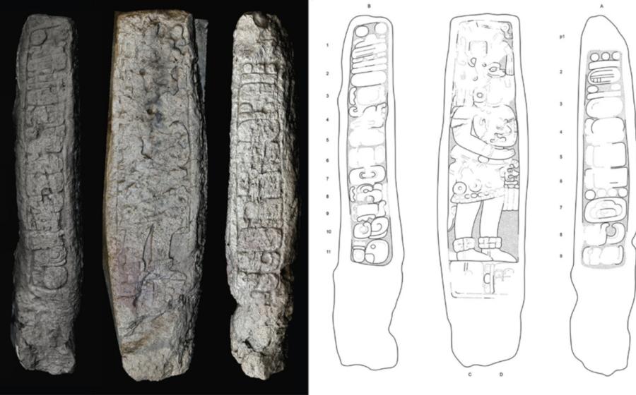 Stela 46. Left side, front face, and right side. 
