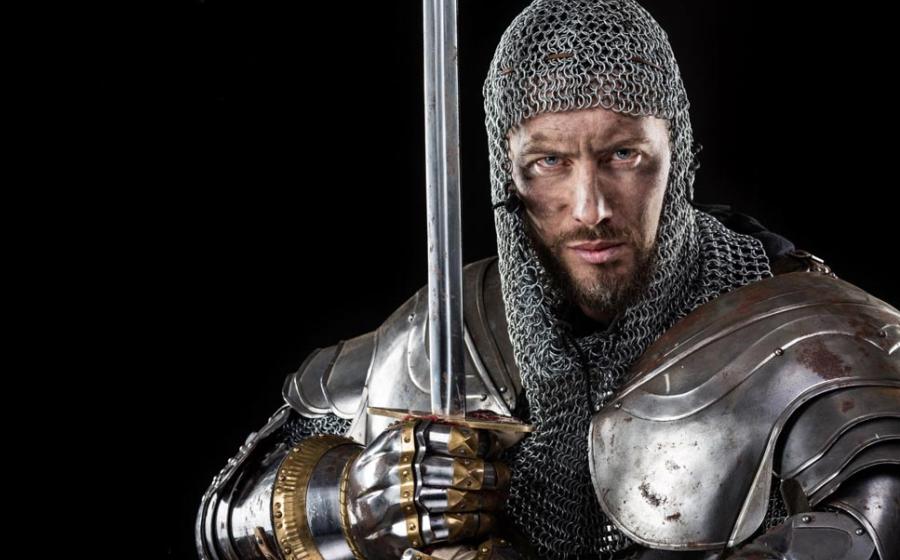 Medieval knight armor with chain mail