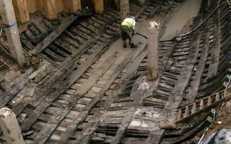 The Newport Medieval Ship being excavated and restored.    Source: Owain at the English language Wikipedia / CC BY-SA 3.0