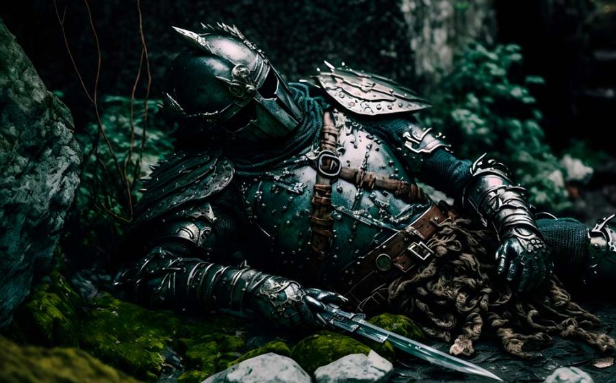 Fallen knight struck by arrows. Source: Jacob / Adobe Stock.