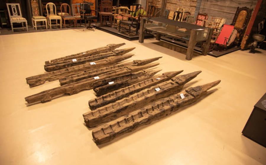 Uniquely preserved artillery gun beds from the Gribshunden shipwreck.