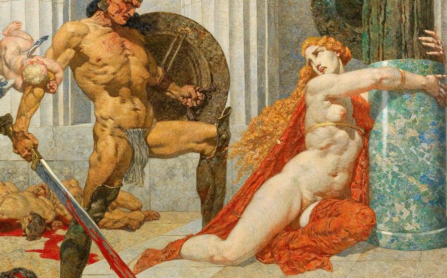 King Menelaus, seen here finding Helen at Troy, is best known as her husband. 