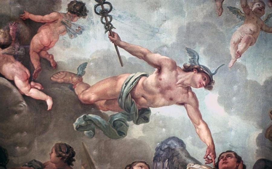 ‘The Elevation of the Great Elector into Olympus’. Ceiling painting (detail: Mercury), City Palace, Potsdam