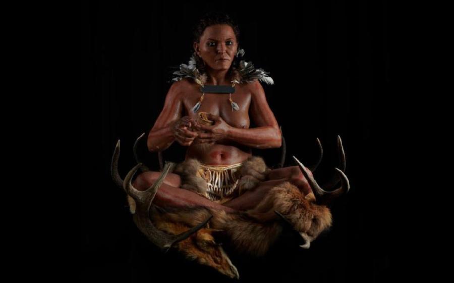 Seated Mesolithic woman was likely a shaman.         Source: © Gert Germeraad/Trelleborgs Museum