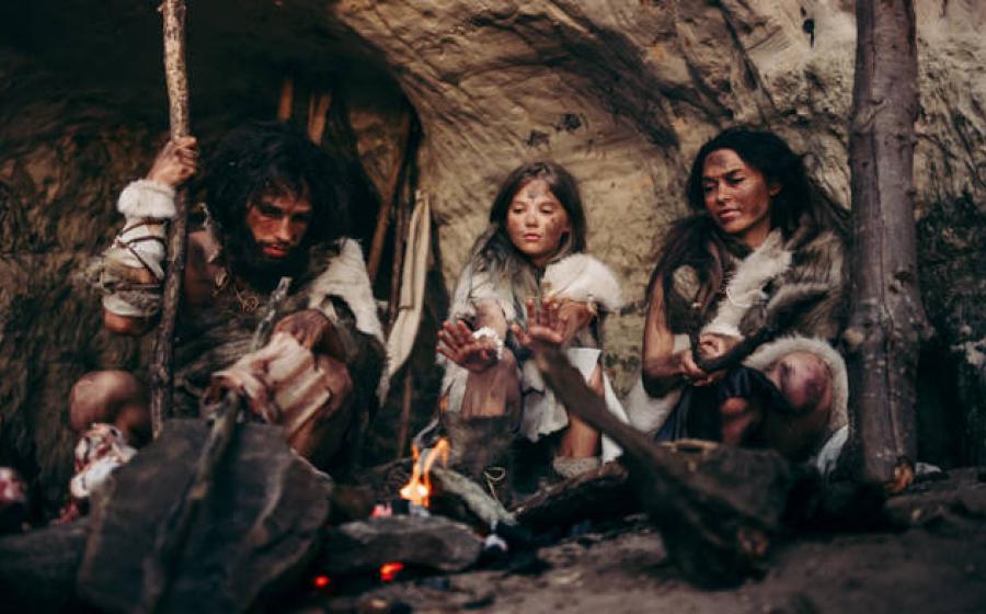 A prehistoric family representation.