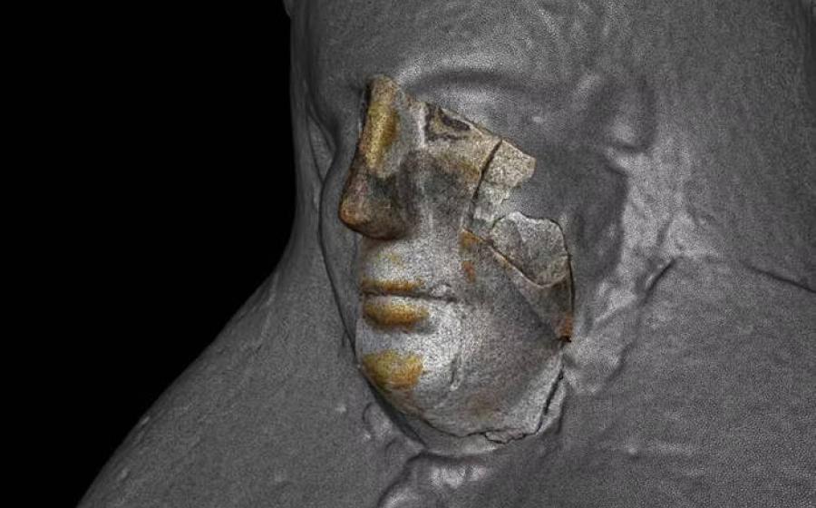 The 3D scan of a mask fragment matches up with the scan of a different well-preserved mask.