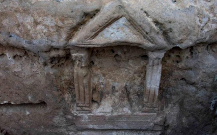 The rock-cut sanctuary dedicated to Minerva discovered in the ancient quarry near Campos del Paraíso.