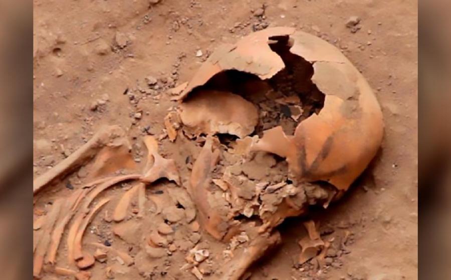 A tattooed skull in one of the newly unearthed Moche burials. Source: CEN/Proyecto Especial Naylamp Lambayeque