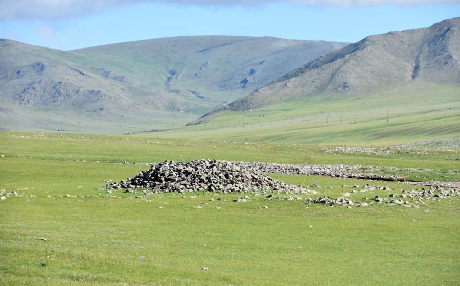 Bronze Age burial mound in northern Mongolia near Jargalant