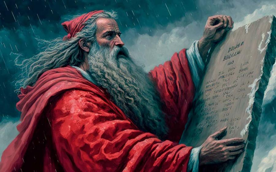 AI Illustration of Moses with the 10 Commandments Tablet. Source: Jim Vallee/Adobe Stock