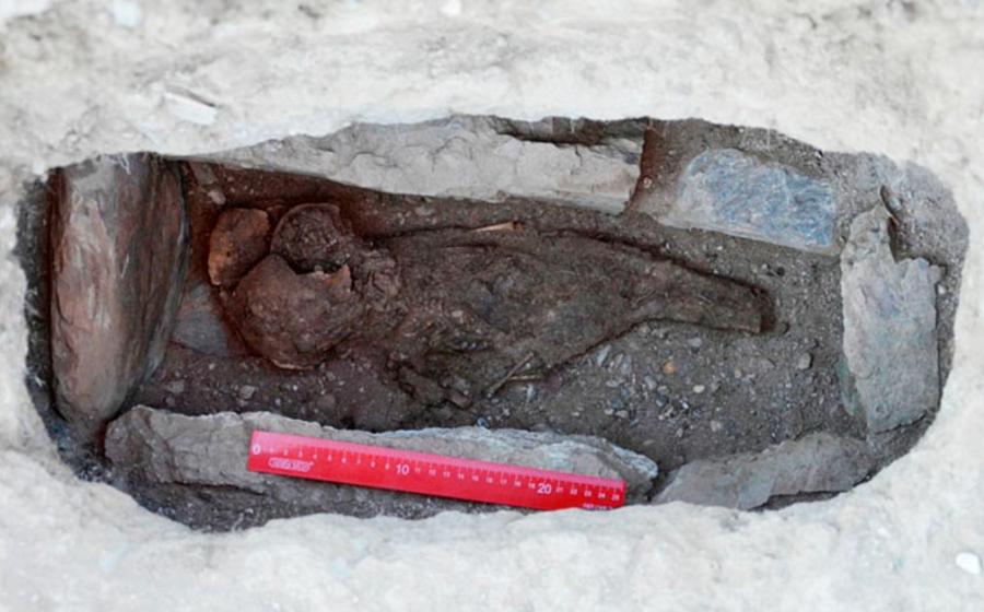 The baby was buried in tightly closed stone box, so the body was in an isolated air chamber for over 1,500 years.