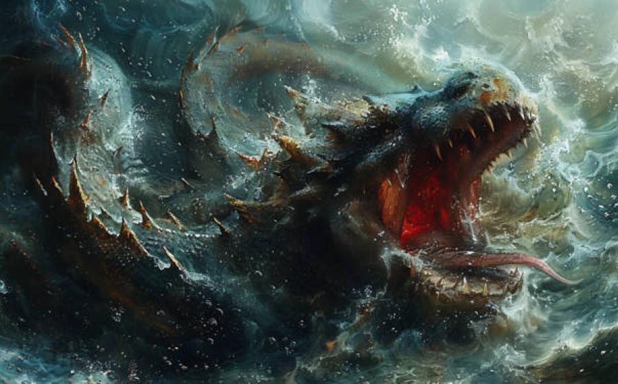 Mythical creature, Tiamat, the primordial goddess of the ocean 