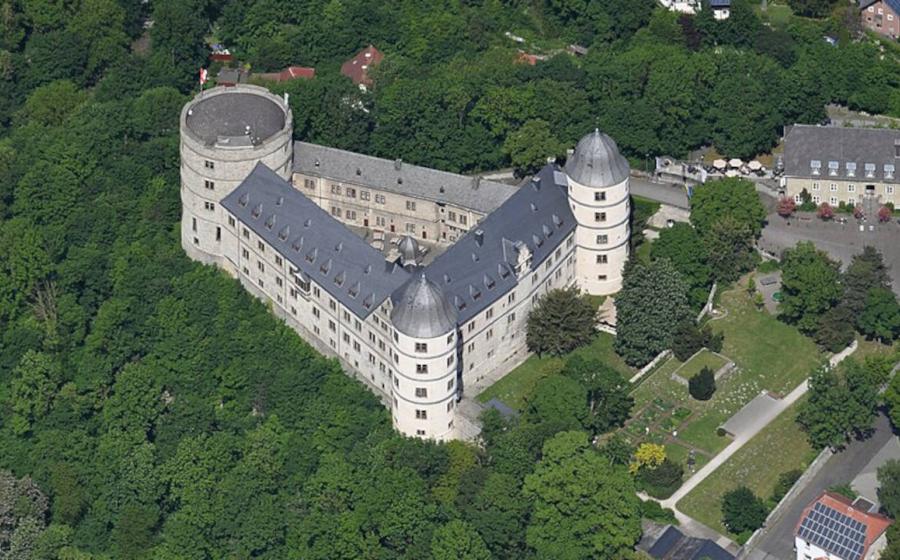 Aerial photograph of Wewelsburg, the castle chosen by Heinrich Himmler to represent the SS and to be the center of occult practices in Nazi Germany. 