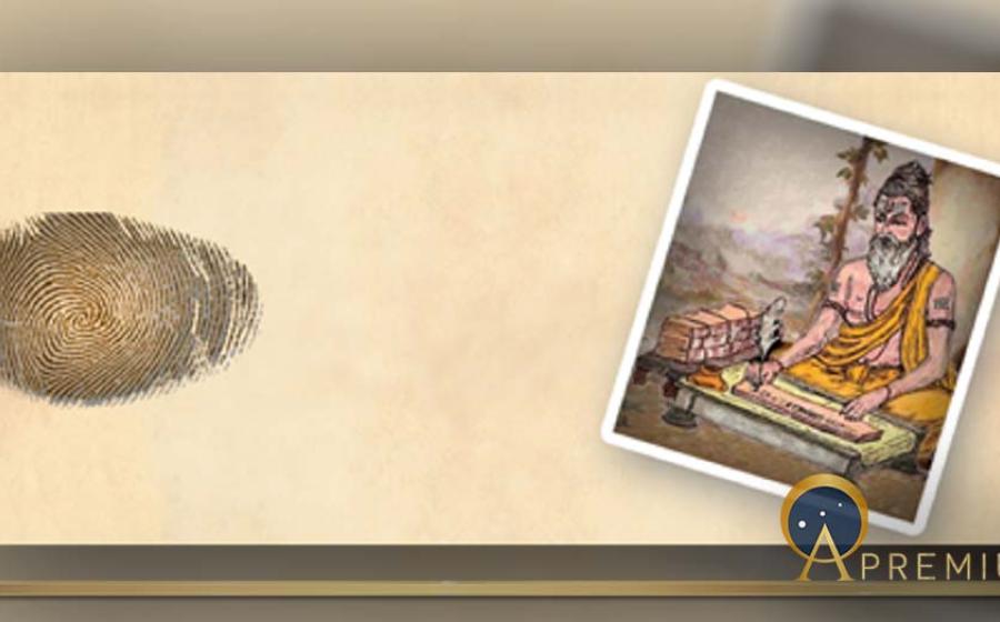 The system of Nadi Shastra start from the thumb fingerprint. Right thumb for the man and left for woman. Then the Brahmins find 108 points to correlate with the palm leaf scripts for the destiny reading. (Image: Courtesy: Enrico Baccarini)