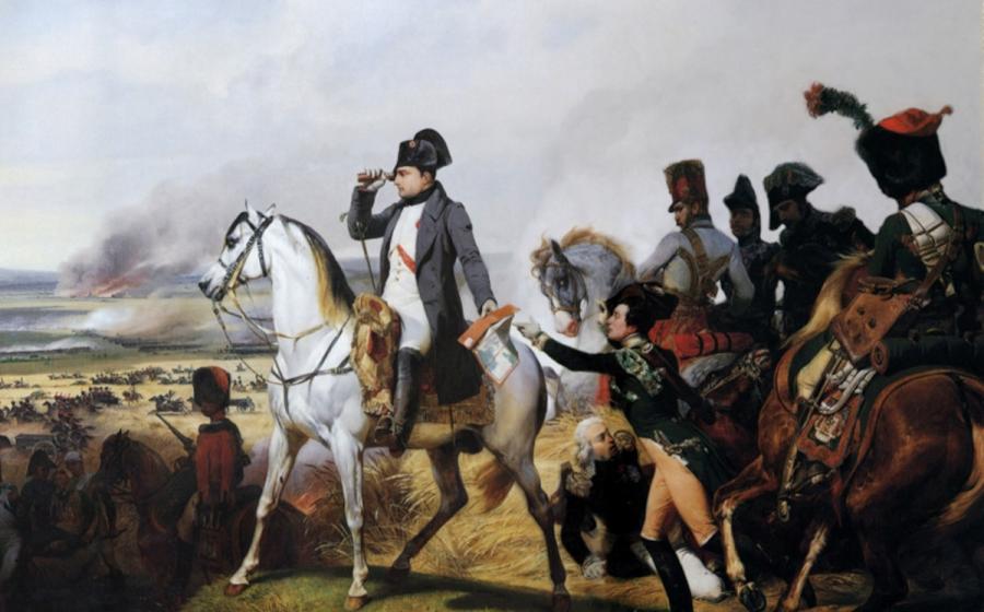 Oil painting Napoleon Bonaparte at the Battle of Wagram, by Horace Vernet
