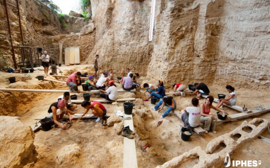 The archaeological excavation that has found evidence of Neanderthal woodworking at Abric Romaní, Capellades, Barcelona