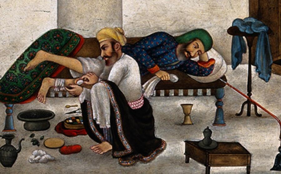 Ayurvedic medicine. Indian Watercolour: 'Man of the Medical caste, masseuse’.