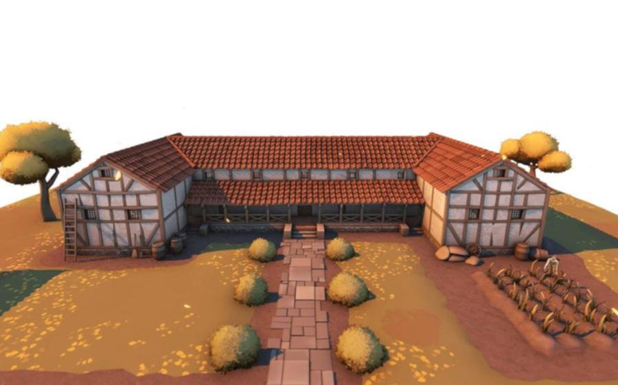 A digital rendering of what the Roman villa near Dereham, Norfolk, might have looked like. 