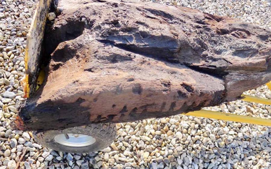 The Boxford Timber discovered in Berkshire. At more than 6,000 years old, it is Britain's oldest carved wood.    Source: © Derek Fawcett/Historic England