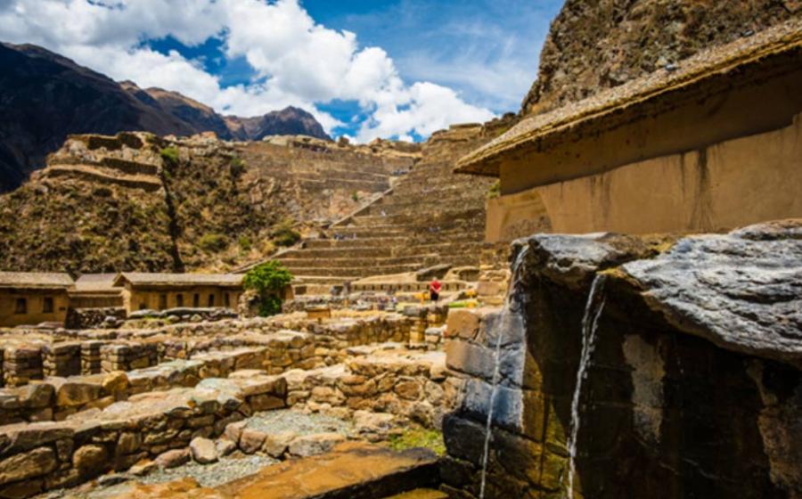Ollantaytambo aerial view, sacred valley in the Andes, Peru