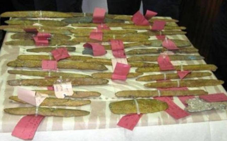 Orichalcum ingots found off the coast of Gela in Sicily. 