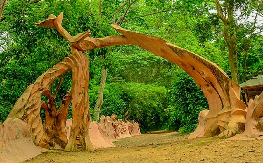 Osun-Osogbo Sacred Grove in Nigeria. A sacred forest along the banks of the Osun River just outside the city of Osogbo in Osun State. Source:	 Oloyedejuwonlo/CC BY-SA 4.0