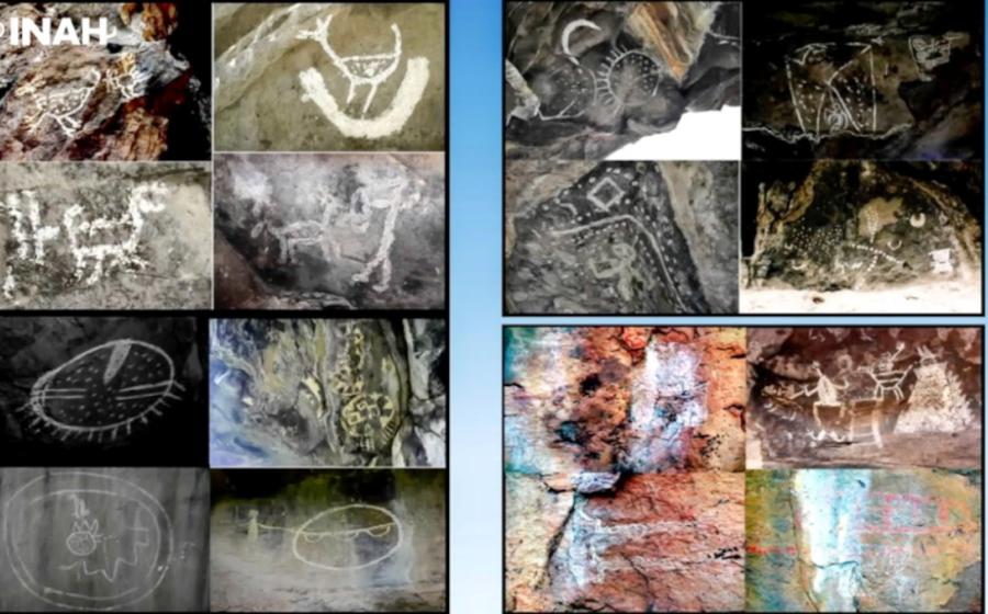 Landscape collage of rock-art panels documented in Hidalgo, Mexico. 