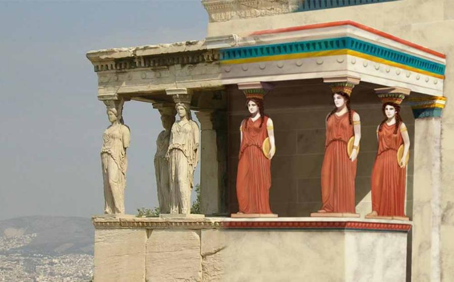 Erechtheion with Original Paintwork Reconstruction. Source: Mark Cartwright / CC by NC-SA.