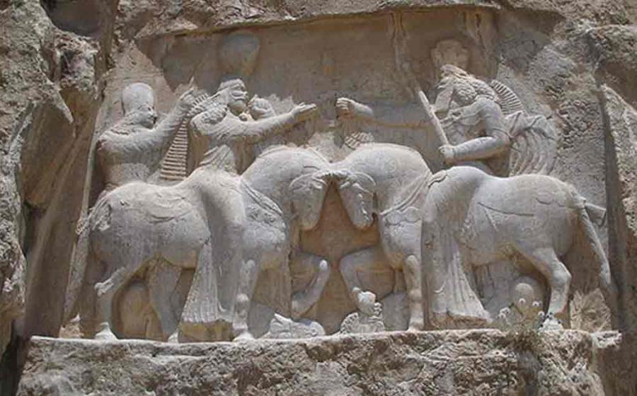 Bas relief at Nagsh-e-rostam showing the investiture of Ardashir I, Province du Fars, Iran. Source: Fabienkhan/CC BY-SA 2.5 