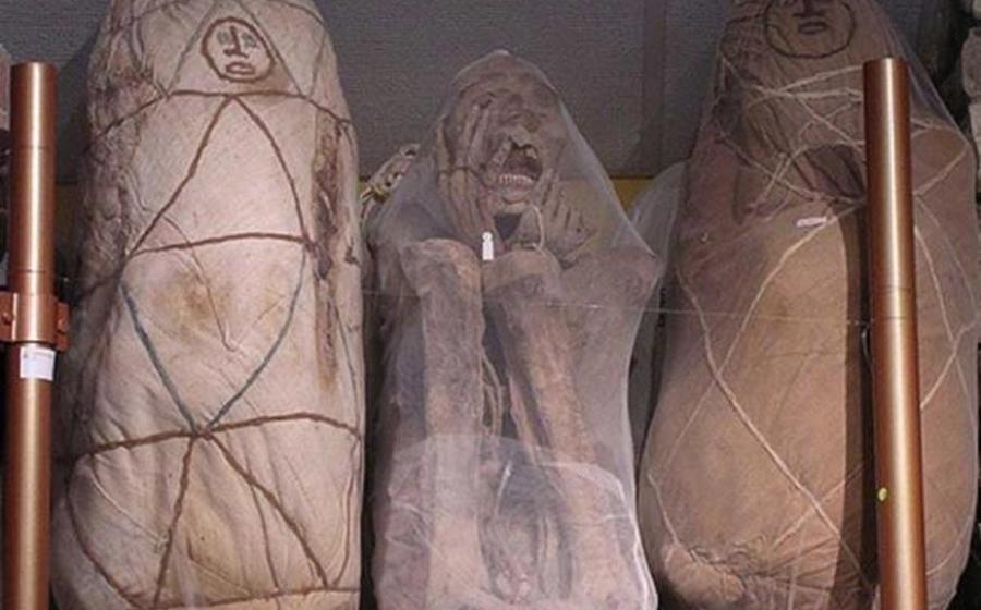 Three of the mummies Leymebamba at the museum.