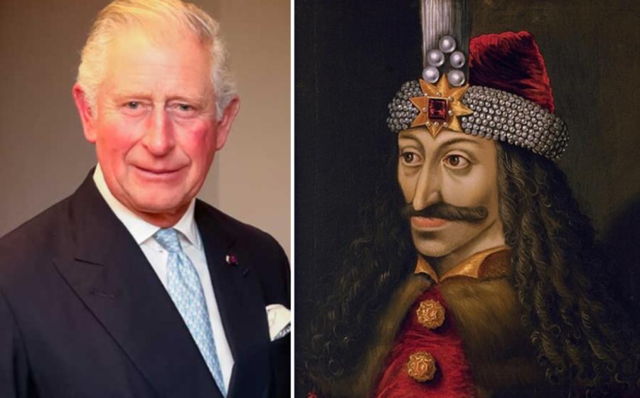 Photo of King Charles III and The Ambras Castle Portrait of Vlad III.