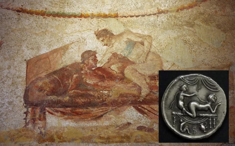 A Pompeii brothel mural.