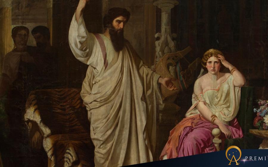 Saint Paul, surprised by Nero at the moment of converting Sabina Poppaea by Isidoro Lozano ca. 1858.