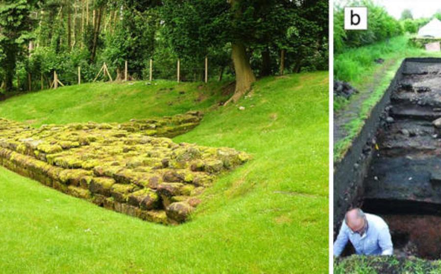 Left; part of the Roman ruins at Aldborough, Right; excavation of the Roman metal-working complex at Aldborough 