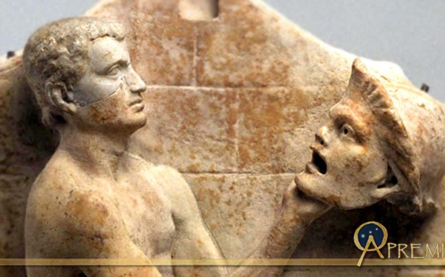 Relief of a seated poet (Menander) with masks of New Comedy, 1st century B.C. – early 1st century AD.