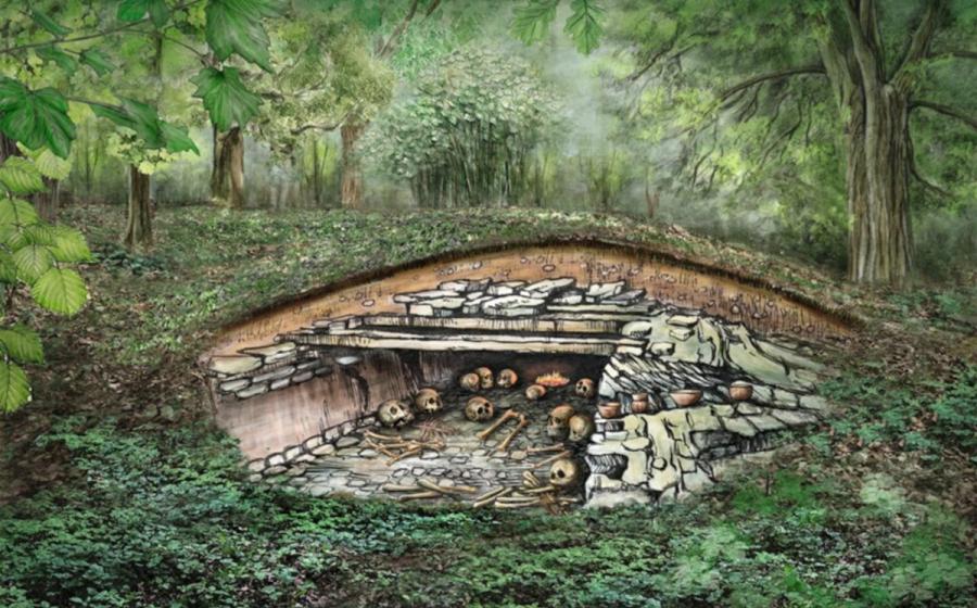 Reconstruction of the Sorsum megalithic tomb.