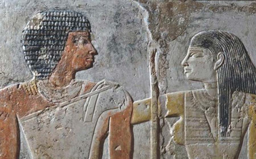 Detail of a tomb painting depicting Meretites and Kahai – an ancient Egyptian couple who lived 4,400 years ago.