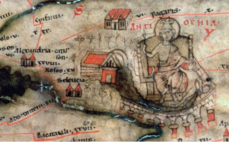 The Peutinger Map showing Antioch, Alexandria and Seleucia in the 4th century