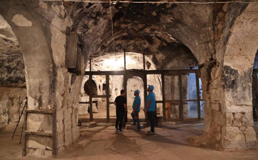 Restoration works at the Aya Maryeros Underground Monastery in Derinkuyu, Cappadocia, Turkey
